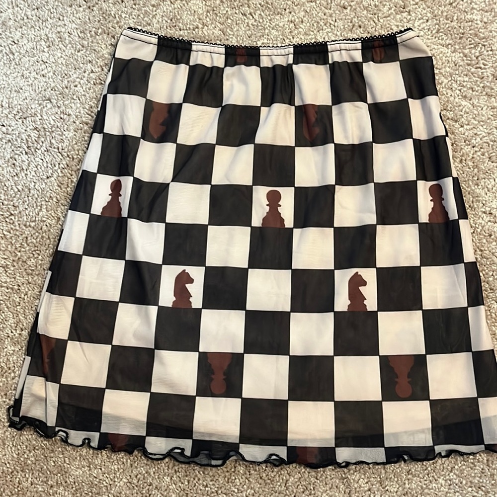 Chess pattern mini skirt